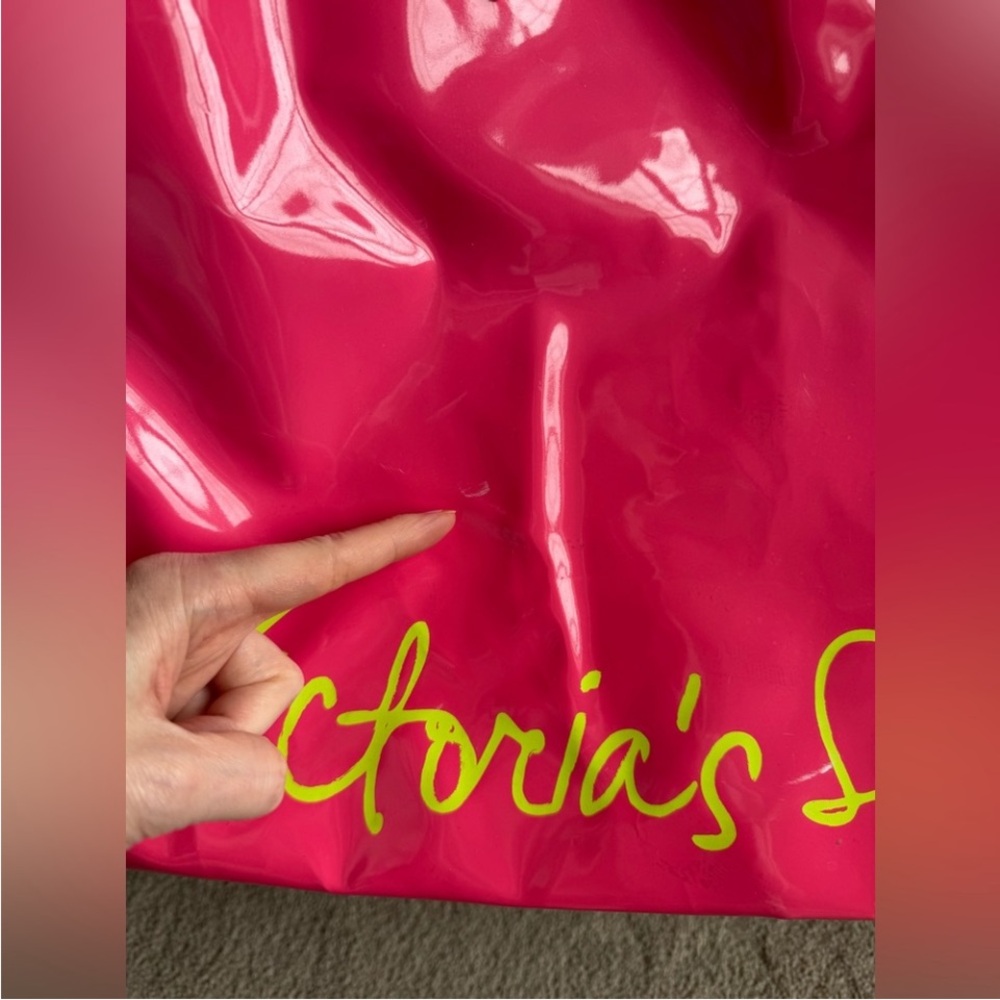 Victoria’s Secret Tote Bag Beach Bag Neon Coral Pink Lime Green Shopper … - Picture 7 of 13